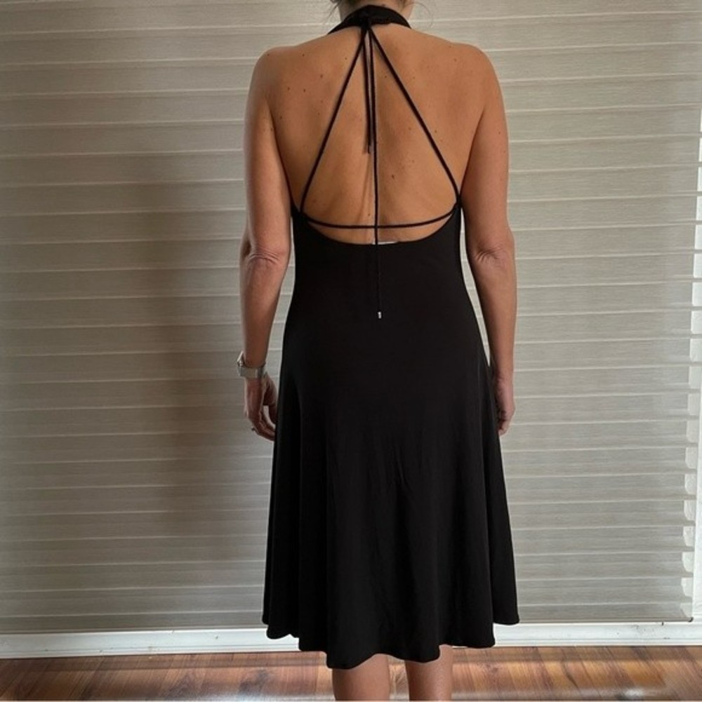 Calvin Klein Sleeveless Dress, Strap Back, Drape Front, Lined, Black, 10
